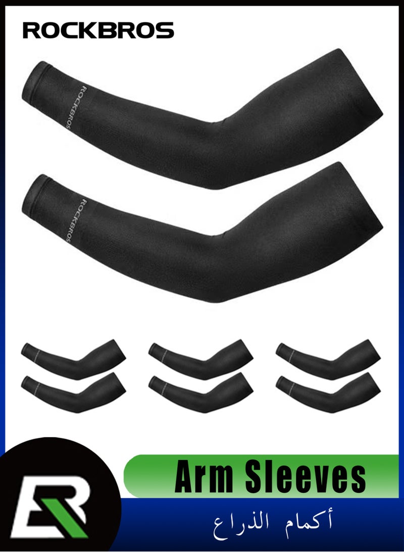 روكبروز 4 Pairs Of Coolinf Arm Sleeves, Cooling Breathable Fabric UV Protection Sleeves, Sun Block for Cycling Golf Driving Fishing and Desert Sports for Men and Women, Black - Image 1